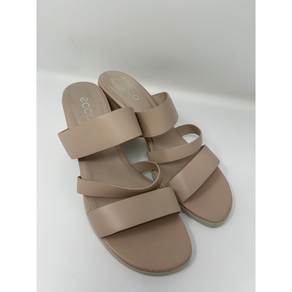 Ecco Shoes - ECCO Shape 35 Women Block Sandal Nude Beige Leather Multi Strap Slide EU 40 US 9